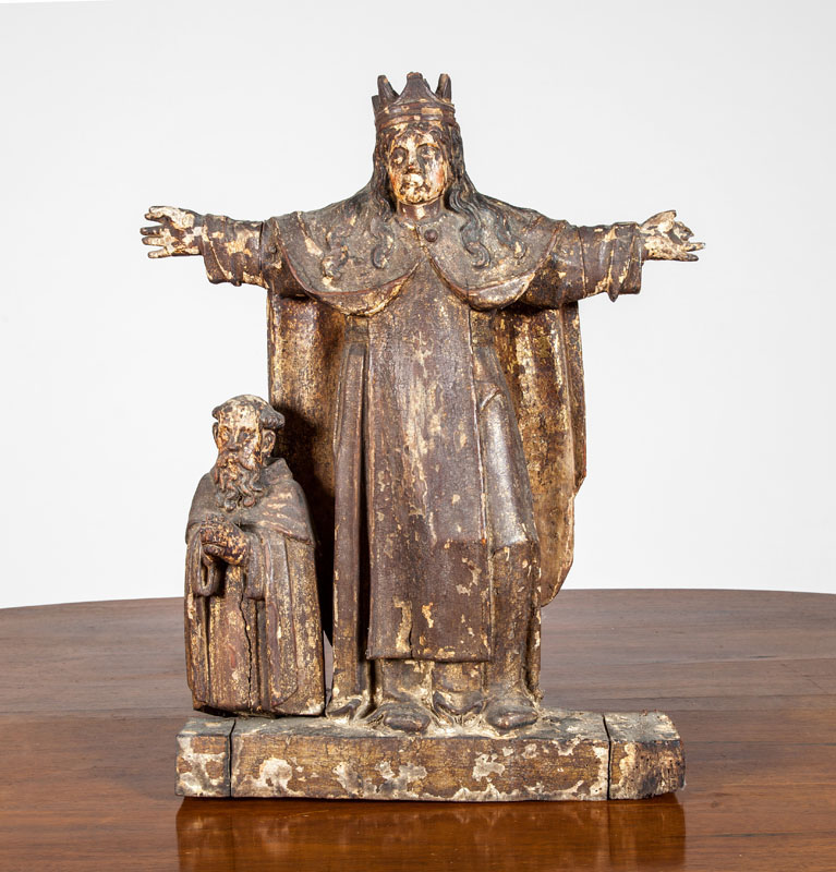 Appraisal: CONTINENTAL PAINTED FIGURAL GROUP Representing our Lady Queen of Heaven