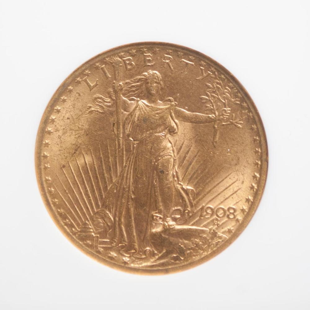 Appraisal: U S TWENTY DOLLAR GOLD COIN St Gaudens variety type