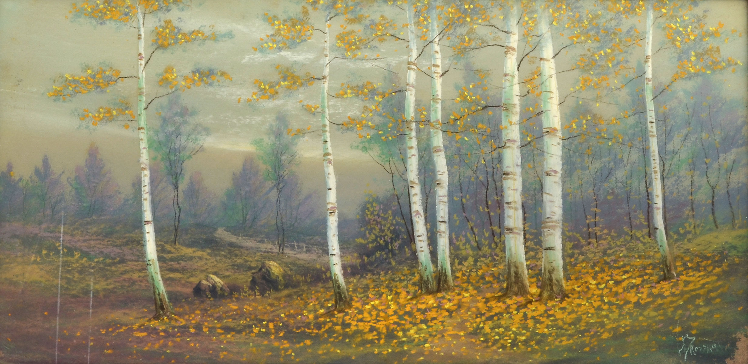 Appraisal: ROSSART Michael Russian - Autumnal Indiana Landscape with Birches sight