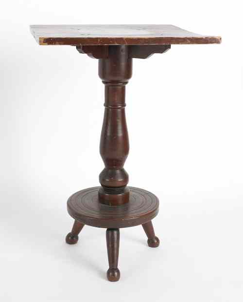 Appraisal: Pennsylvania painted pine candlestand ca with a square top over