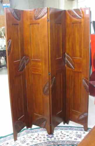 Appraisal: PLANTATION MAHOGANY FLOOR SCREEN AND MATCHING STORAGE BOX Bourne International