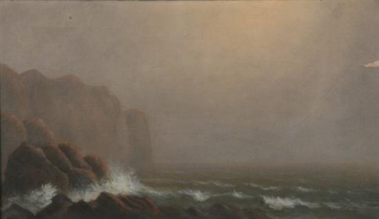 Appraisal: ENGLISH SCHOOL th century OCEAN CLIFFS oil on canvas -