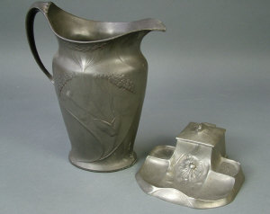 Appraisal: An Art Nouveau Kayserzinn pewter water jug possibly designed by