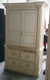 Appraisal: A contemporary white painted deux corps bookcase in Neo-classical style