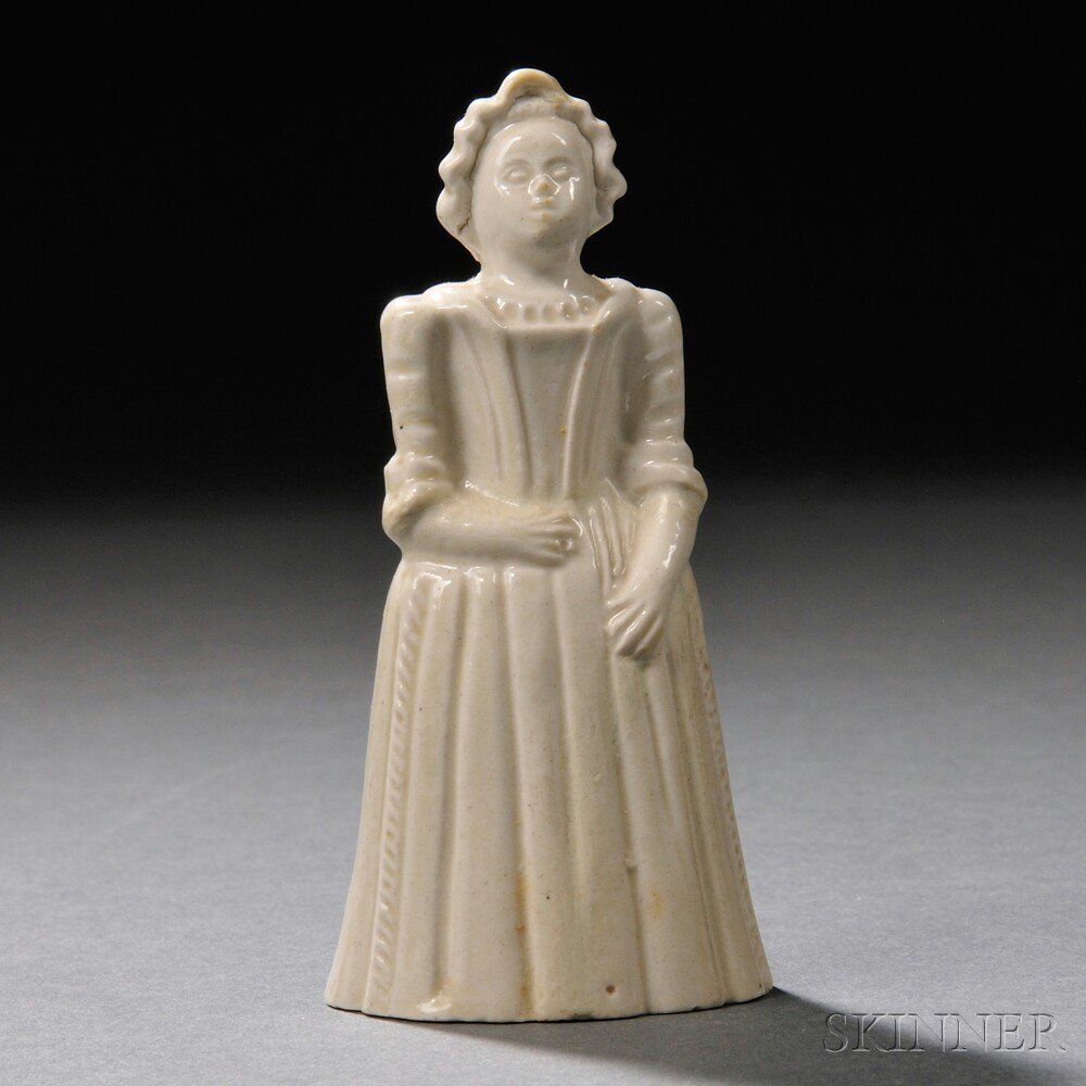 Appraisal: Staffordshire Salt-glazed Stoneware Figure of a Maiden England c modeled