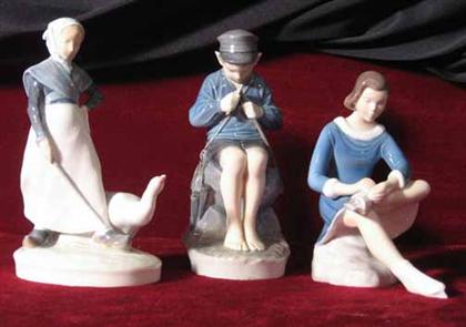 Appraisal: Three piece porcelain figures of children royal copenhagen bing grondahl