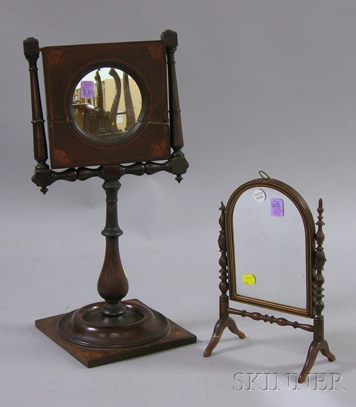 Appraisal: Two th Century Inlaid Dressing Mirrors on Stands a mahogany