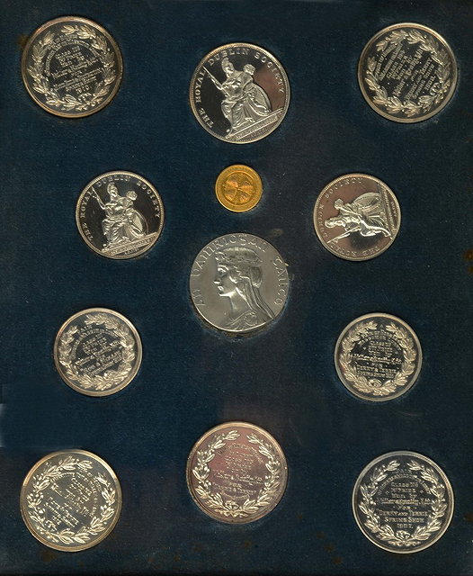 Appraisal: A GROUP OF ELEVEN ROYAL DUBLIN SOCIETY SILVER MEDALLIONS and