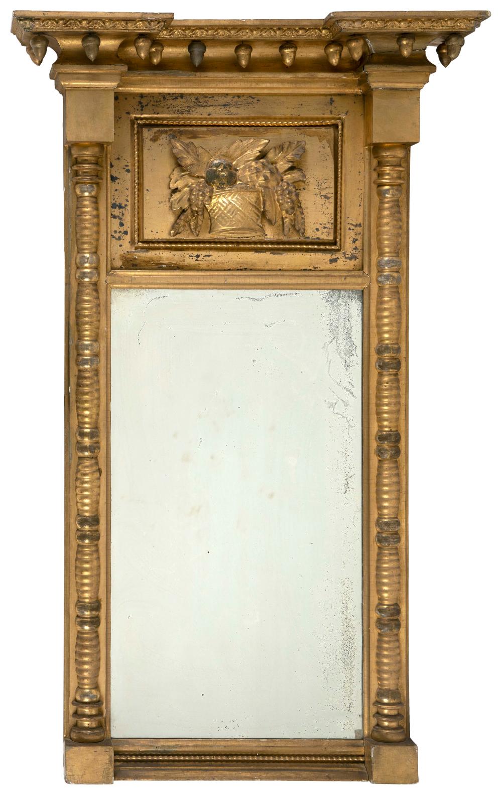 Appraisal: SHERATON GILTWOOD SPLIT-COLUMN MIRROR AMERICA TH CENTURY HEIGHT WIDTH SHERATON