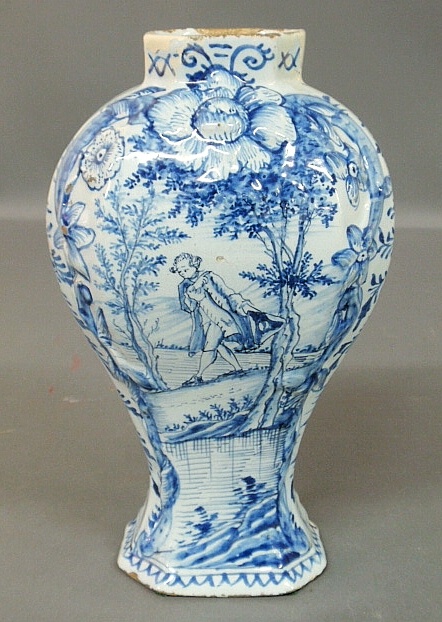 Appraisal: - Delft blue and white garniture th c h -