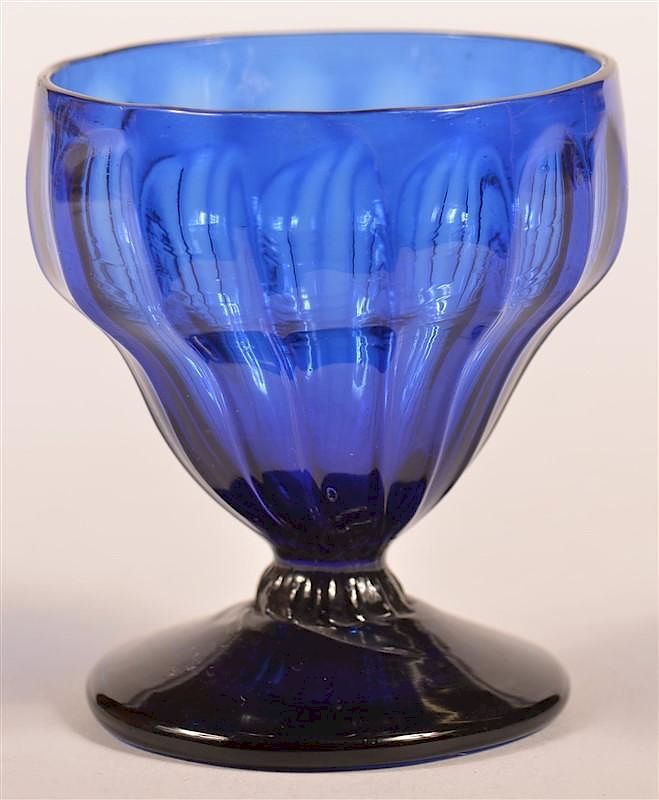 Appraisal: Steigel Type Cobalt Blue Blown Glass Footed Salt Steigel Type