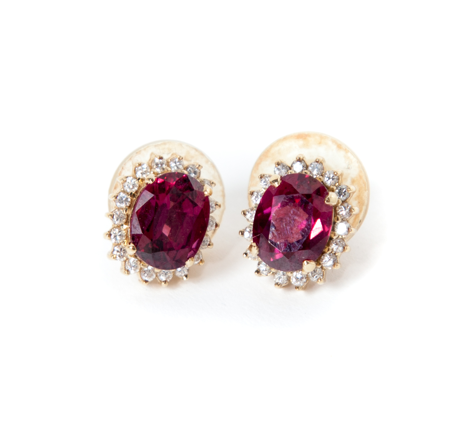 Appraisal: PAIR OF GOLD RUBY AND DIAMOND EARRINGS American th century