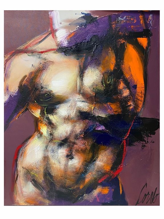 Appraisal: Johanne Corno Mixed Media Male Nude Johanne Corno Mixed Media