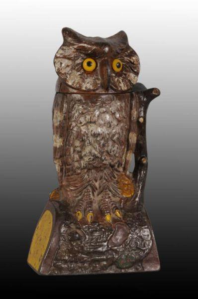 Appraisal: Cast Iron Owl Turning Head Mechanical Bank Description Manufactured by