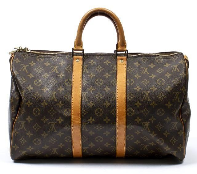 Appraisal: Louis Vuitton Keepall duffle bag in brown monogram coated canvas