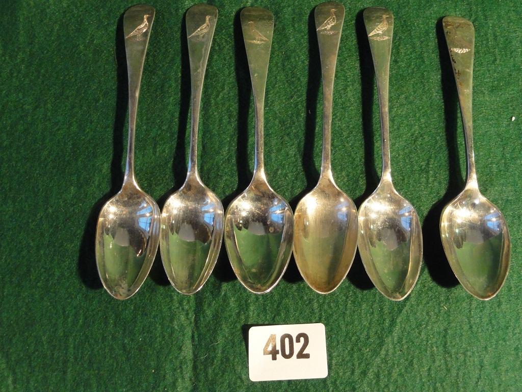 Appraisal: A set of six silver teaspoons each engraved with a