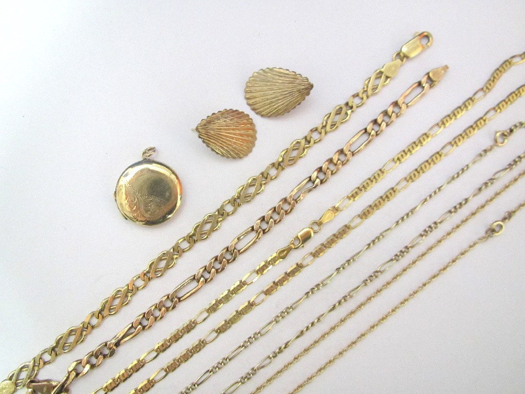 Appraisal: Assorted ct gold bijouterie to include three neck chains two