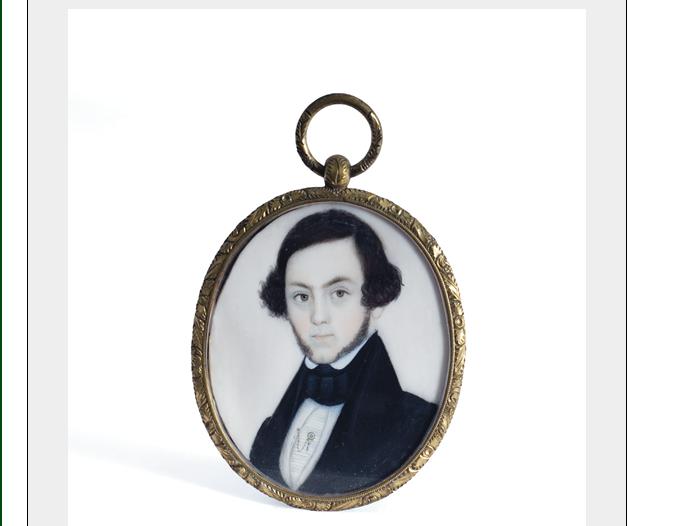 Appraisal: PORTRAIT MINIATURE ON IVORY OF A GENTLEMAN WITH SIDEBURNS NEW