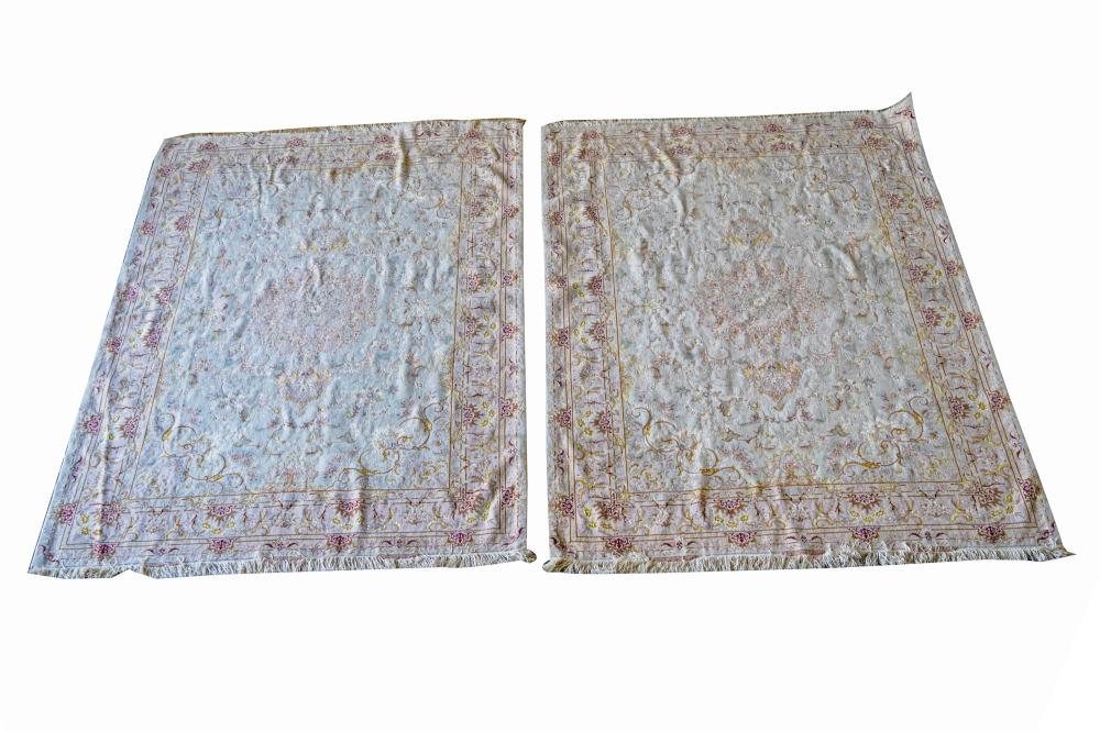 Appraisal: PAIR OF PERSIAN RUGScontemporary wool and silk pink and white