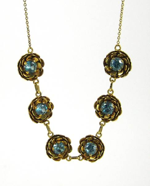 Appraisal: ZIRCON AND TEN KARAT GOLD NECKLACE measuring inches in length