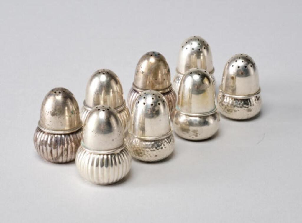 Appraisal: A set of eight solid silver fine individual spice shakers