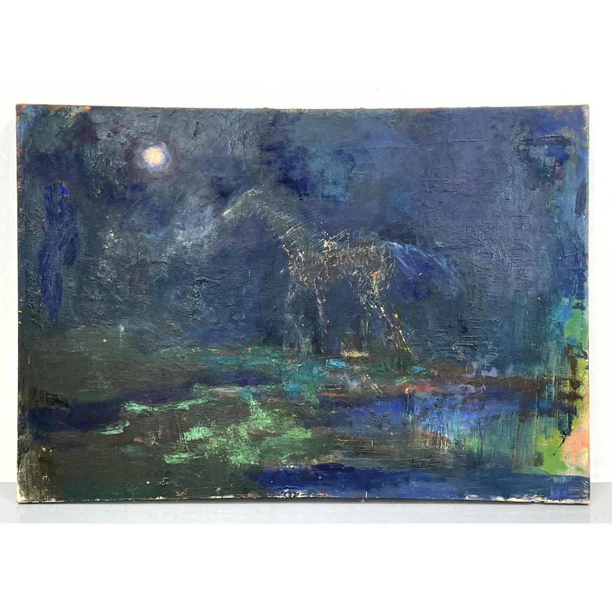 Appraisal: BASSI Modernist Painting Horse in Moonlight Signed Painted on Canvas