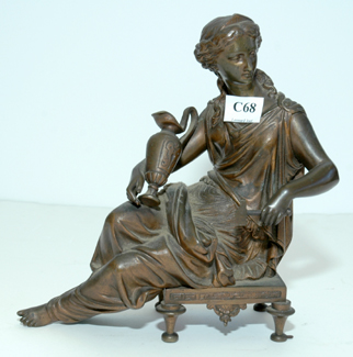 Appraisal: BRONZE FIGURE OF A SEATED LADY