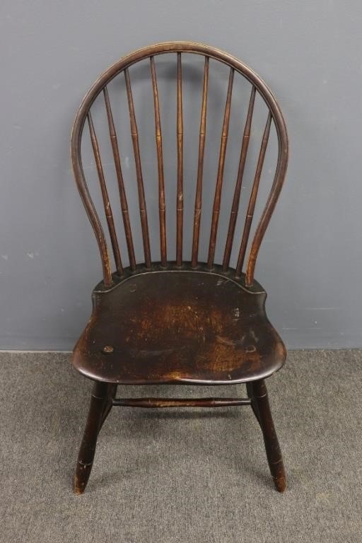 Appraisal: Signed William Bowen Philadelphia Windsor side chair worked - See