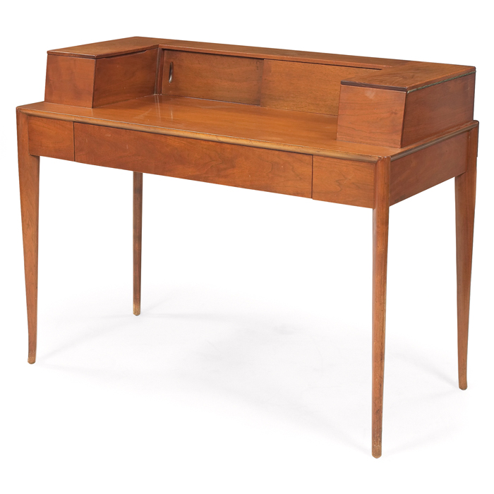 Appraisal: T H Robsjohn-Gibbings desk by Widdicomb bleached walnut upper gallery