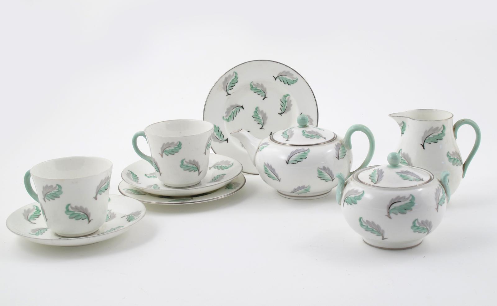 Appraisal: A Wedgwood Falling Leaves tea set for two designed by