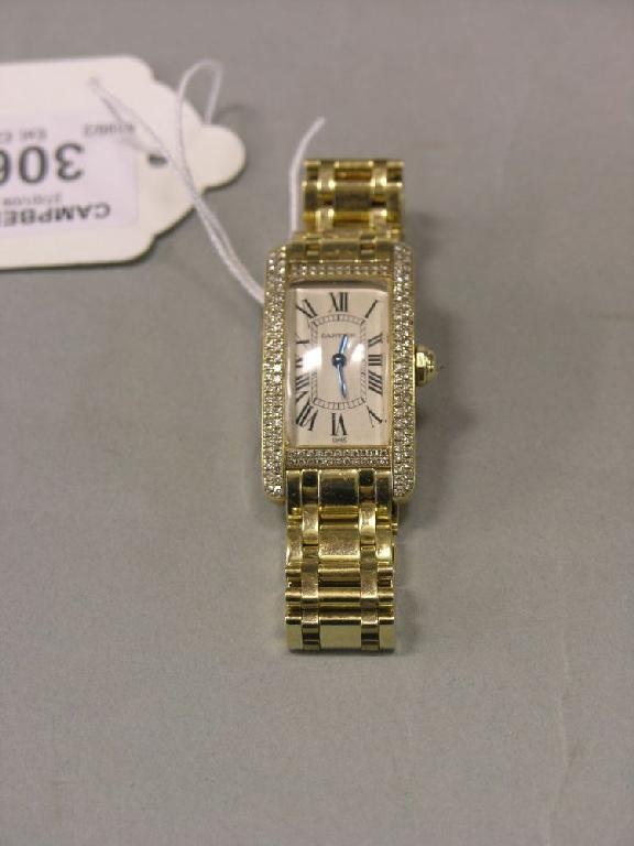 Appraisal: A lady's ct gold Cartier Tank Americaine wristwatch the face