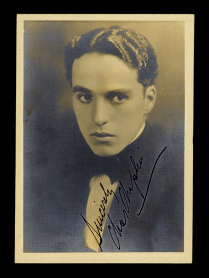 Appraisal: piece Photograph Signed Inscribed Chaplin Charlie Silver print x inches