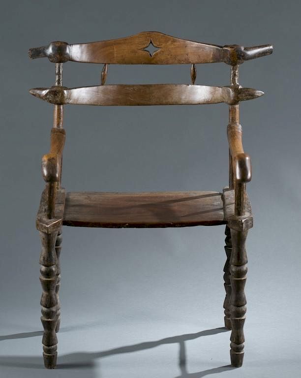 Appraisal: Chair with a double horizontal slat back A chair with