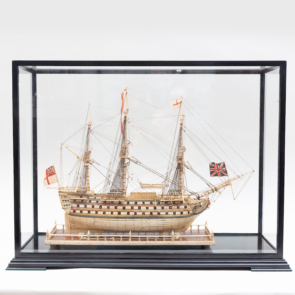 Appraisal: Fine French Prisoner-of-War Carved Bone Ship Model of a Gun