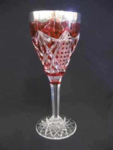 Appraisal: Brilliant Period Cranberry Cut Glass Chalice cut-to-clear ''