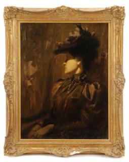 Appraisal: Charles Naegele Portrait of a Lady Signed Oil Charles Frederick