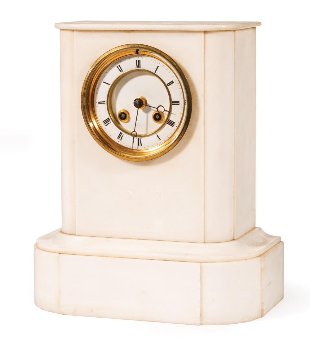 Appraisal: Napoleon III Marble Mantel Clock th c striking bell movement