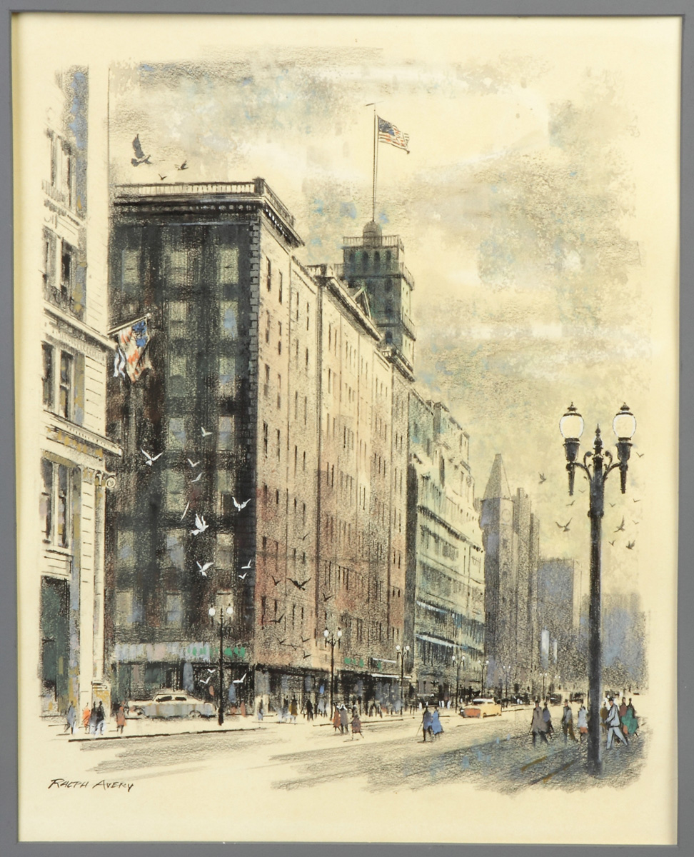 Appraisal: Ralph Avery New York - Rochester street scene Sgn Lower