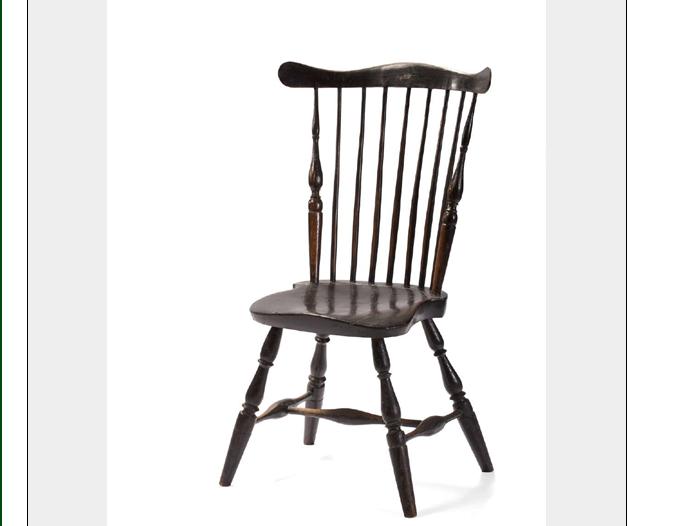 Appraisal: FAN-BACK WINDSOR SIDE CHAIR IN BLACK PAINT