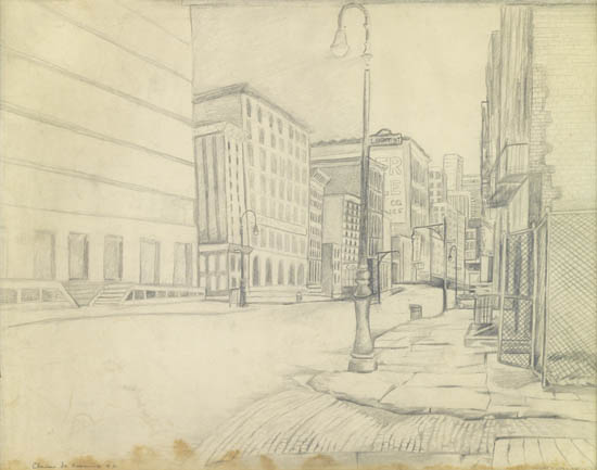 Appraisal: ELAINE DE KOONING Laight and Washington Streets Pencil on cream