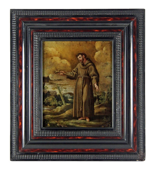 Appraisal: th Century Spanish School St Francis oil on copper cm