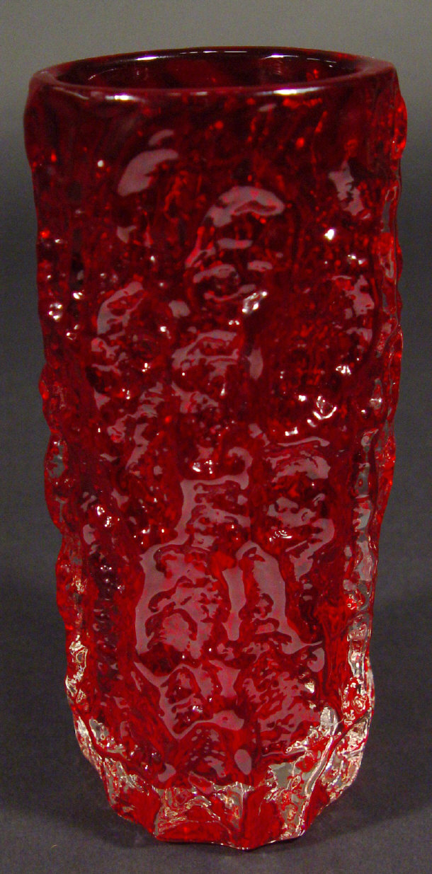 Appraisal: Whitefriars ruby bark glass vase cm high