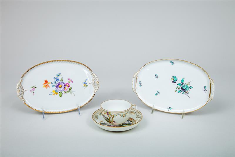 Appraisal: Two Nymphenburg Porcelain Oval Dressing Table Trays and a Nymphenberg