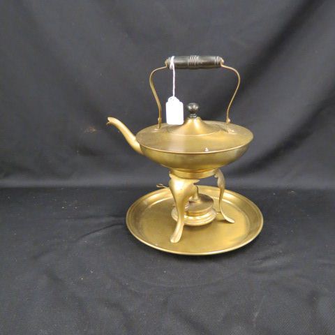 Appraisal: Victorian Brass Hot Water Kettle on Stand with tray