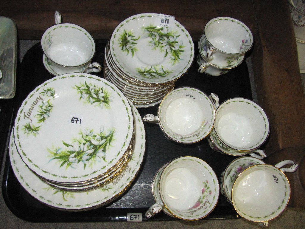 Appraisal: Royal Albert 'Flowers of the Month' teaset comprising twelve cups