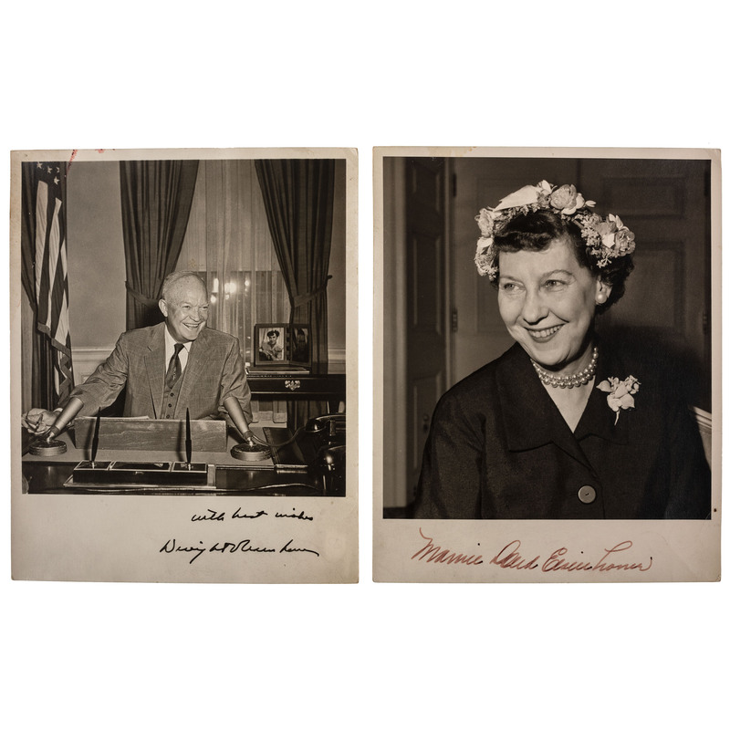 Appraisal: EISENHOWER Dwight - and Mamie Doud EISENHOWER - Signed photographs