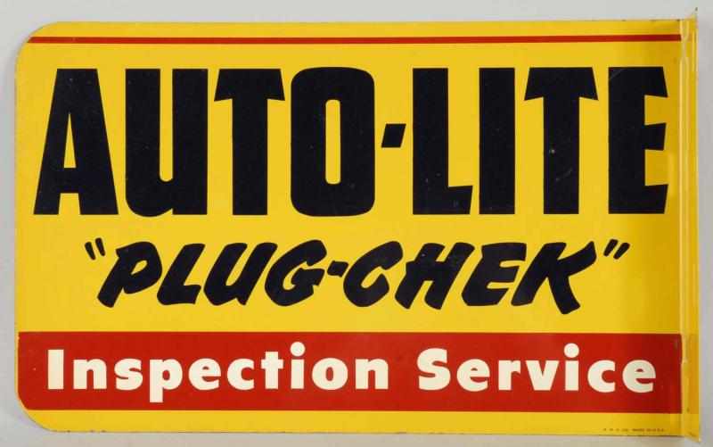 Appraisal: Tin Auto-Lite Spark Plug Flange Sign Description s Unused new