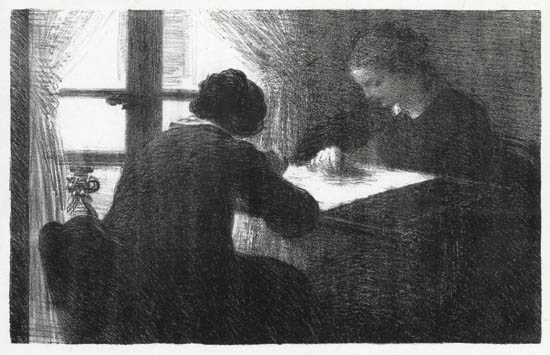 Appraisal: HENRI FANTIN-LATOUR Les Brodeuses me planche Lithograph on Chine volant