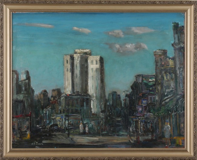 Appraisal: City Structure oil on canvas x SLL W E Baum