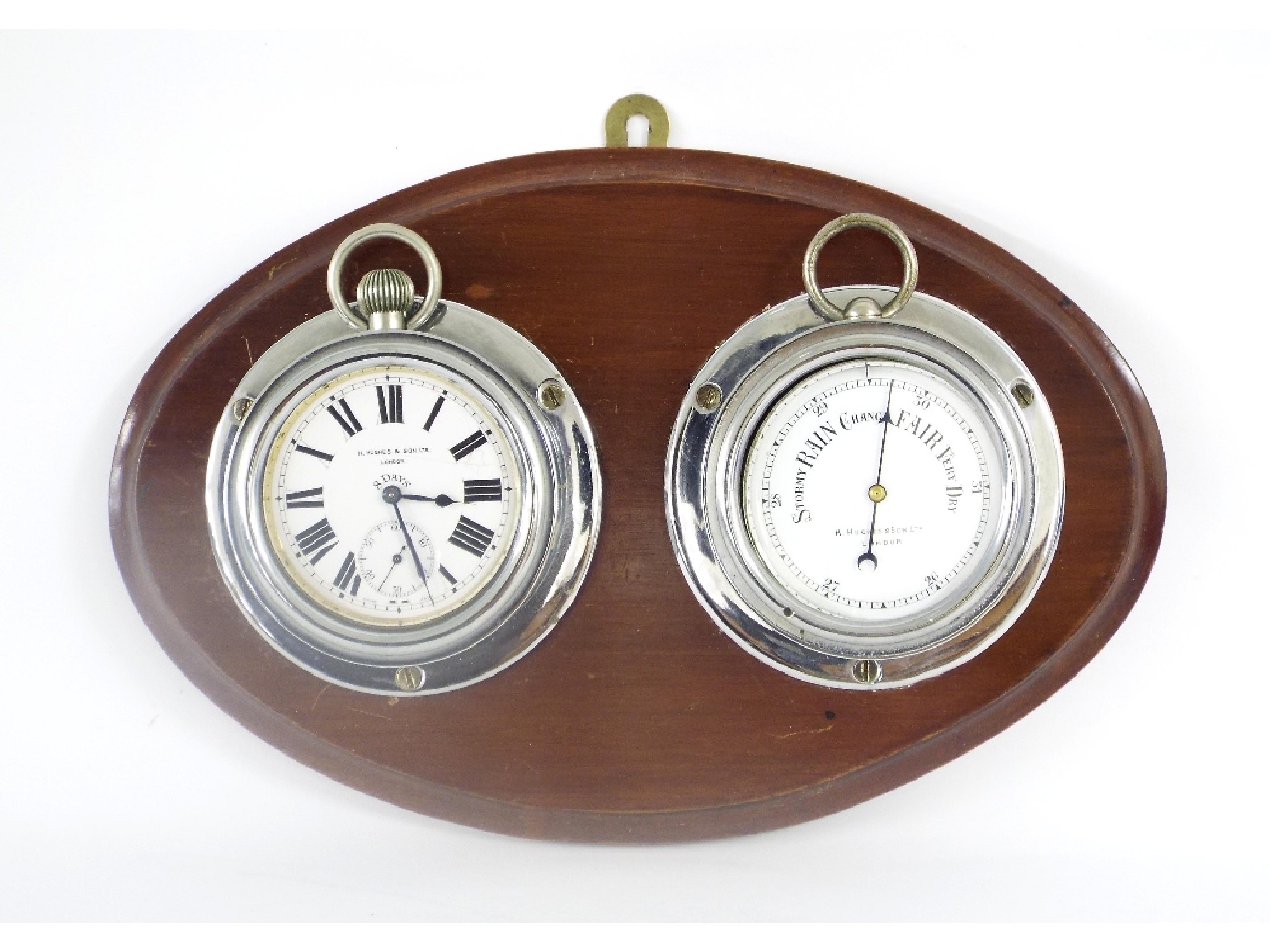 Appraisal: Ship's type clock and barometer compendium the Goliath pocket watch